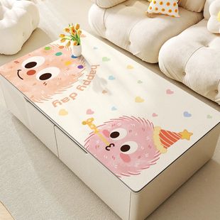 客厅茶几桌垫卡通餐桌布防水防油免洗轻奢高级感多巴胺茶几保护垫