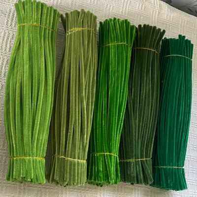 浅军绿加密扭扭棒超密加厚绿色系毛根花束手工diy材料手作1000根