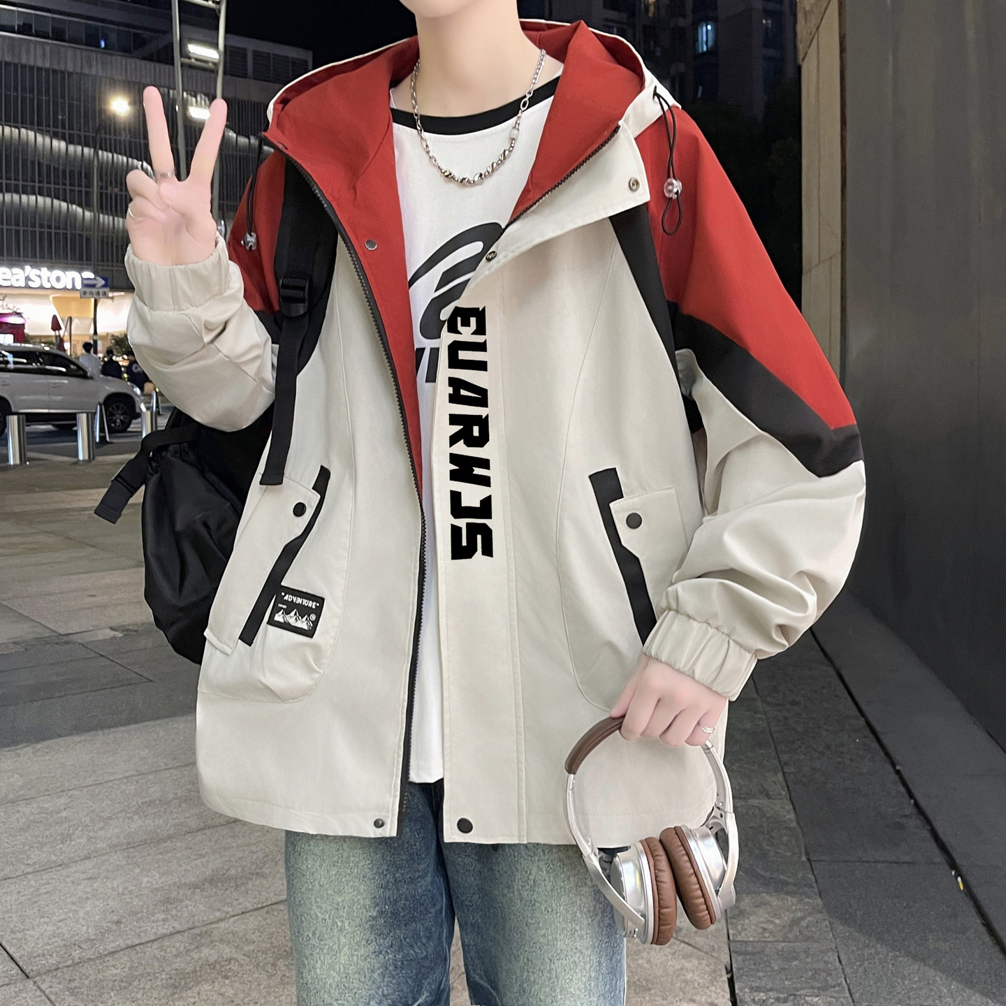 青少年连帽男士夹克2025春季新款