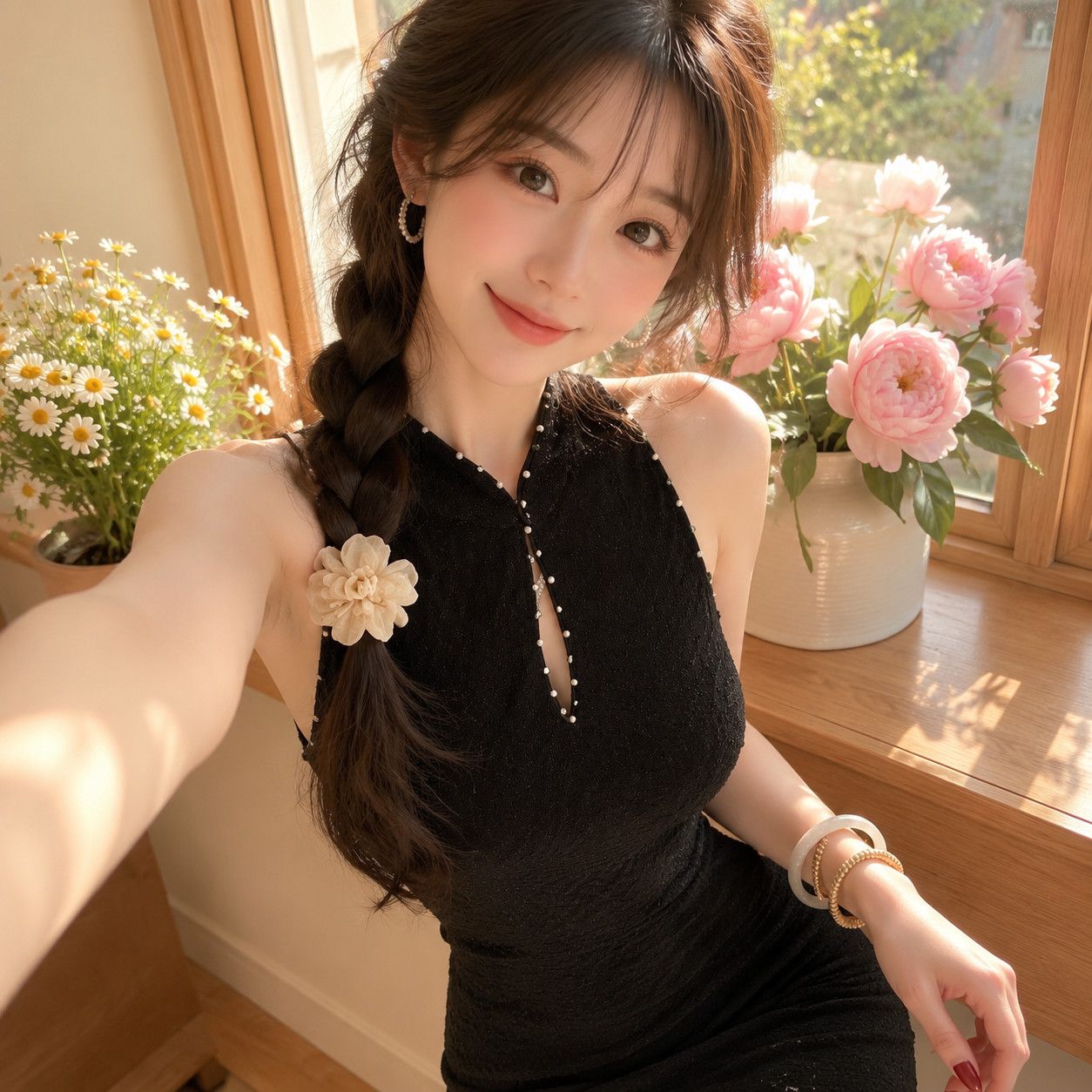2026新款黑色晚礼服女高级感宴会气质挂脖重工主持人鱼尾长裙高端图片