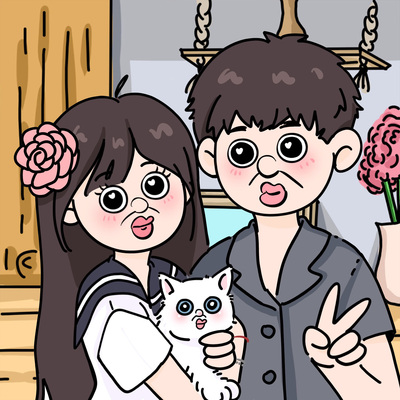 邦邦呀抖音同款邦邦和玉智情侣沙雕头像手绘插画设计真人手绘