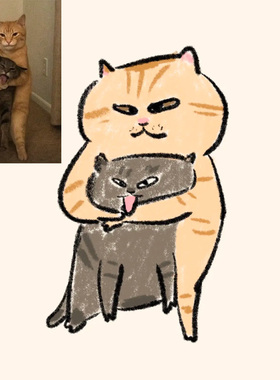 卡通手绘Q版猫咪狗狗画像宠物定制可爱微头像设计照片约稿表情包