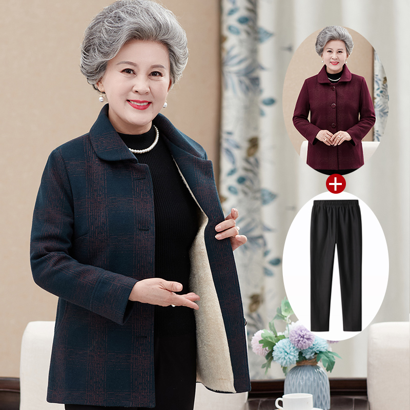 中老年人秋冬女装外套奶奶装上衣大码春秋款妈妈装老太太加厚衣服