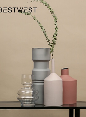 Best west 莫兰迪陶瓷花瓶摆件样板间瓷器创意家居玄关装饰品花器