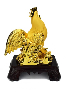 金色生肖鸡大公鸡大吉大利金鸡摆件家居客厅玄关装饰树脂工艺礼品
