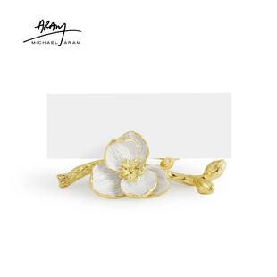 Michael Aram白金兰花座位卡夹卡架铜合金金色纸架宴会卡送礼礼盒