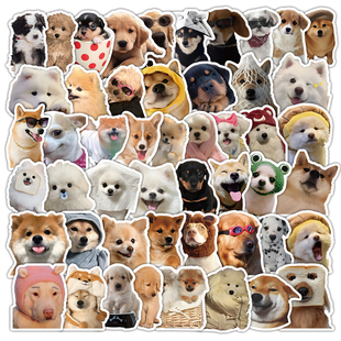 120张热门写实风狗狗贴纸可爱萌宠小狗趣味小表情装 饰手机壳贴画