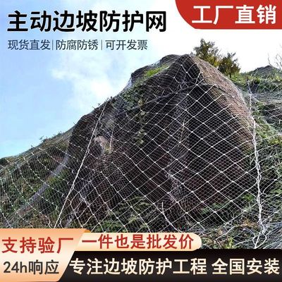 主动被动边坡防护网山体护坡固土网滑坡柔性防落石钢丝绳网拦石网