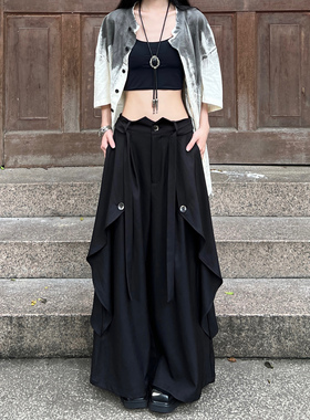 FG721山本裤裙女秋季无性别穿搭高腰原创设计感小众阔腿九分裙裤