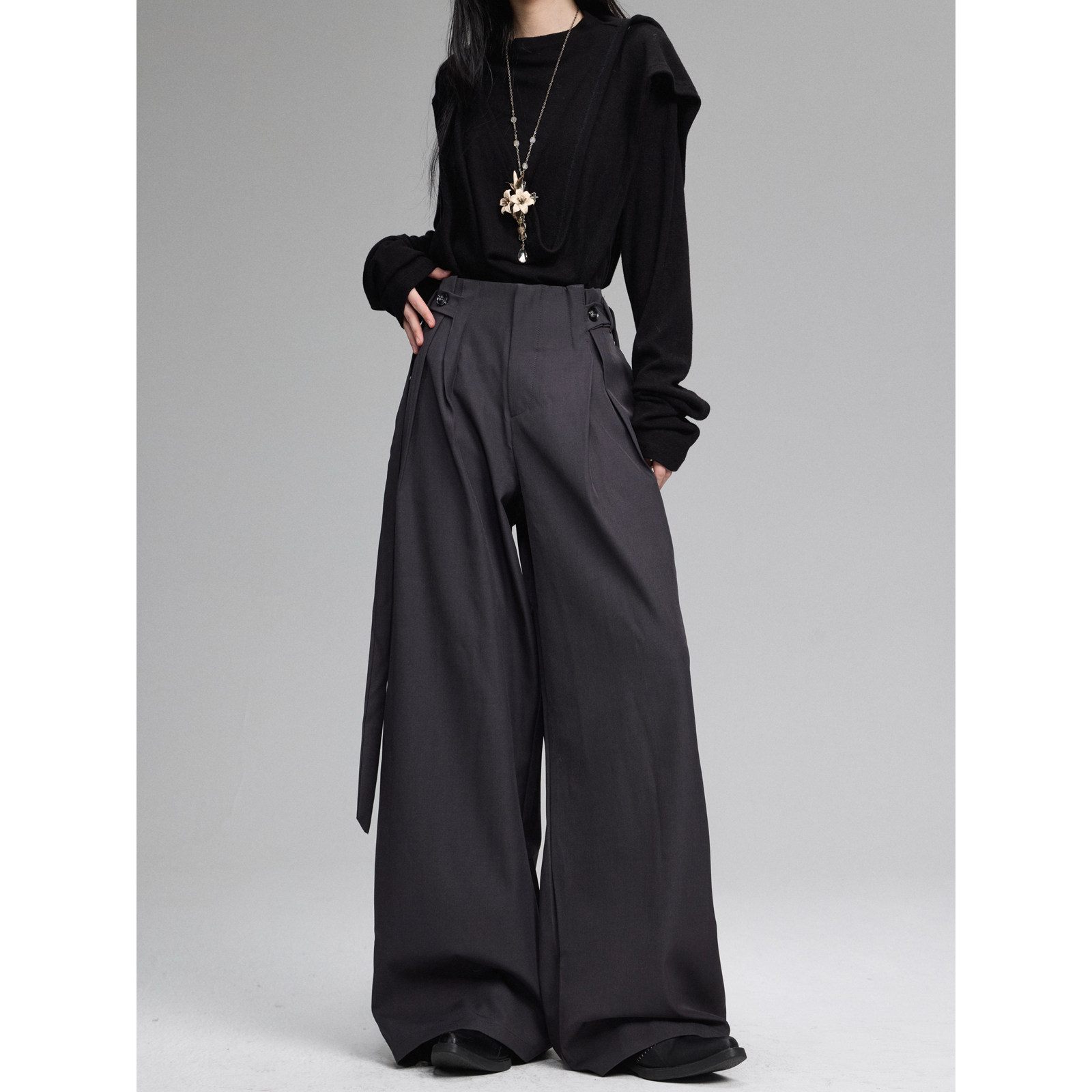 FG721 原创小众设计感西装裤女秋冬新款垂感直筒拖地裤休闲阔腿裤,女装/女士精品,西装裤/正装裤,淘宝优惠券,粉丝福利购,淘宝优惠卷