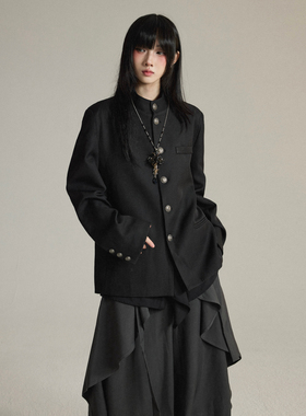 FG721 原创设计感小众西装外套法式Lemaire风高级感黑色西服上衣