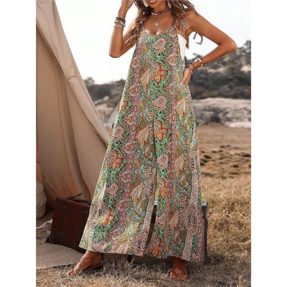 Printed lace up休闲裤