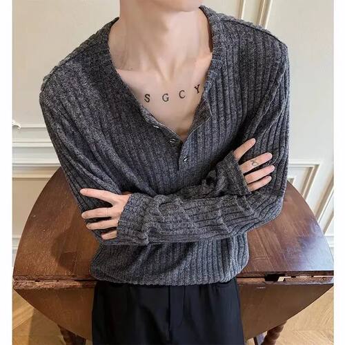 正肩长袖t恤打底衫男 Shoulder long sleeved T-shirt base shirt