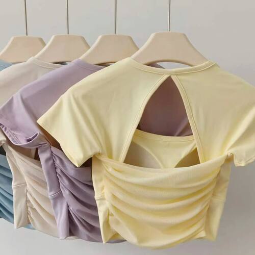 U型纯色镂空运动背心 U-shaped solid color hollow  sports vest