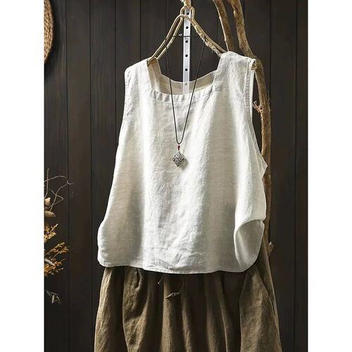 纯色圆领无袖上衣 Solid color round neck sleeveless top vest