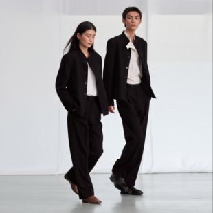 短款 廓形 中山装 新中式 赫织翰原创设计 西服 Herz雅黑色立领修身