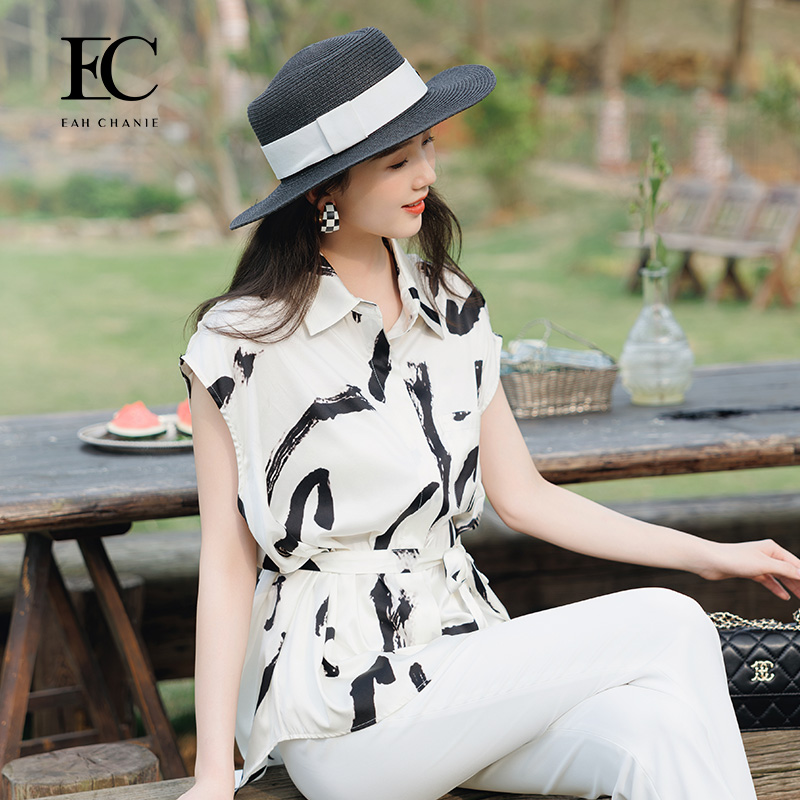 eahchanie奕辰国风水墨印花点缀