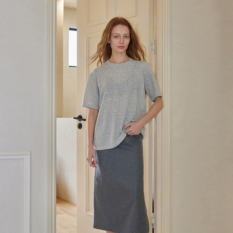 THEEASE舒适派亚麻棉混纺T恤衫柔软轻薄透气休闲针织圆领短袖