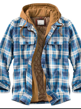 Hooded jacket shirt padded jacket 连帽加棉外套假两件衬衫棉袄