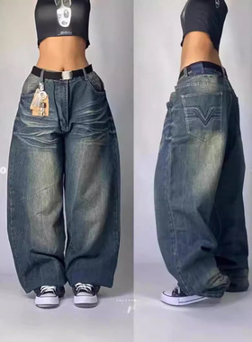 American hip hop retro baggy jeans美式嘻哈复古宽松牛仔阔腿裤