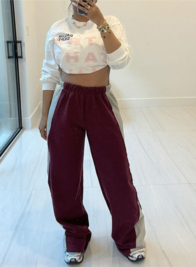 女装街头潮人宽松休闲长裤 Loose casual sports pants for women