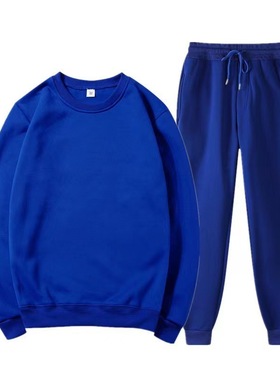 圆领卫衣休闲裤纯色抓绒运动服套装Sportsuit with velvet hoodie