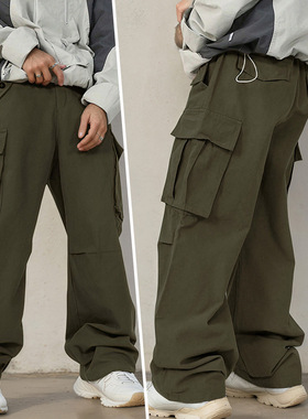 Loose-fit work pants for men复古街头伞兵工装裤男宽松休闲长裤