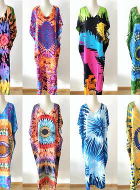 Beach smock print robe sunscreen沙滩罩衫印花长袍长裙防晒衫女