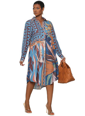 Plussize shirt dress with long sleeves宽松大码长袖长款衬衫裙