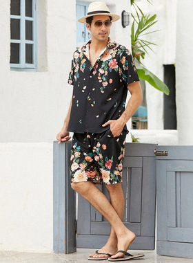 Men's beach short sleeve shirt suit 男士沙滩短袖衬衫短裤套装