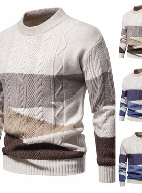 Americanvintage color matching sweater针织衫美式复古拼色毛衣