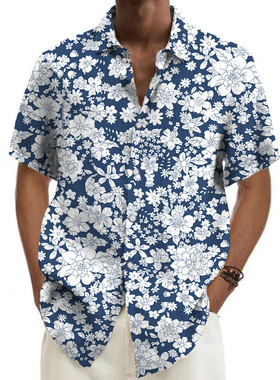 Printed short sleeve shirt for men夏季印花衬衫潮男式短袖衬衣