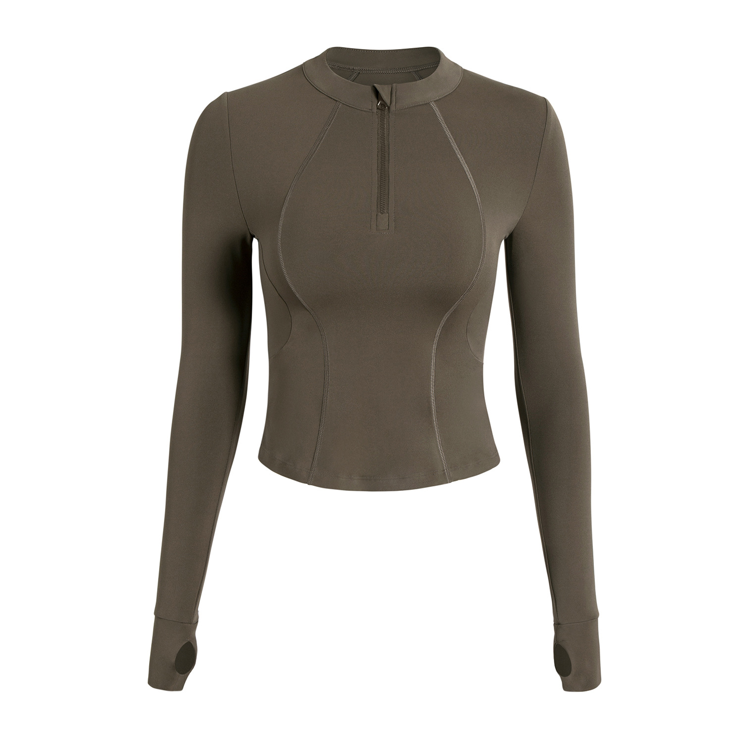 立领半拉链修身显瘦运动瑜伽服女