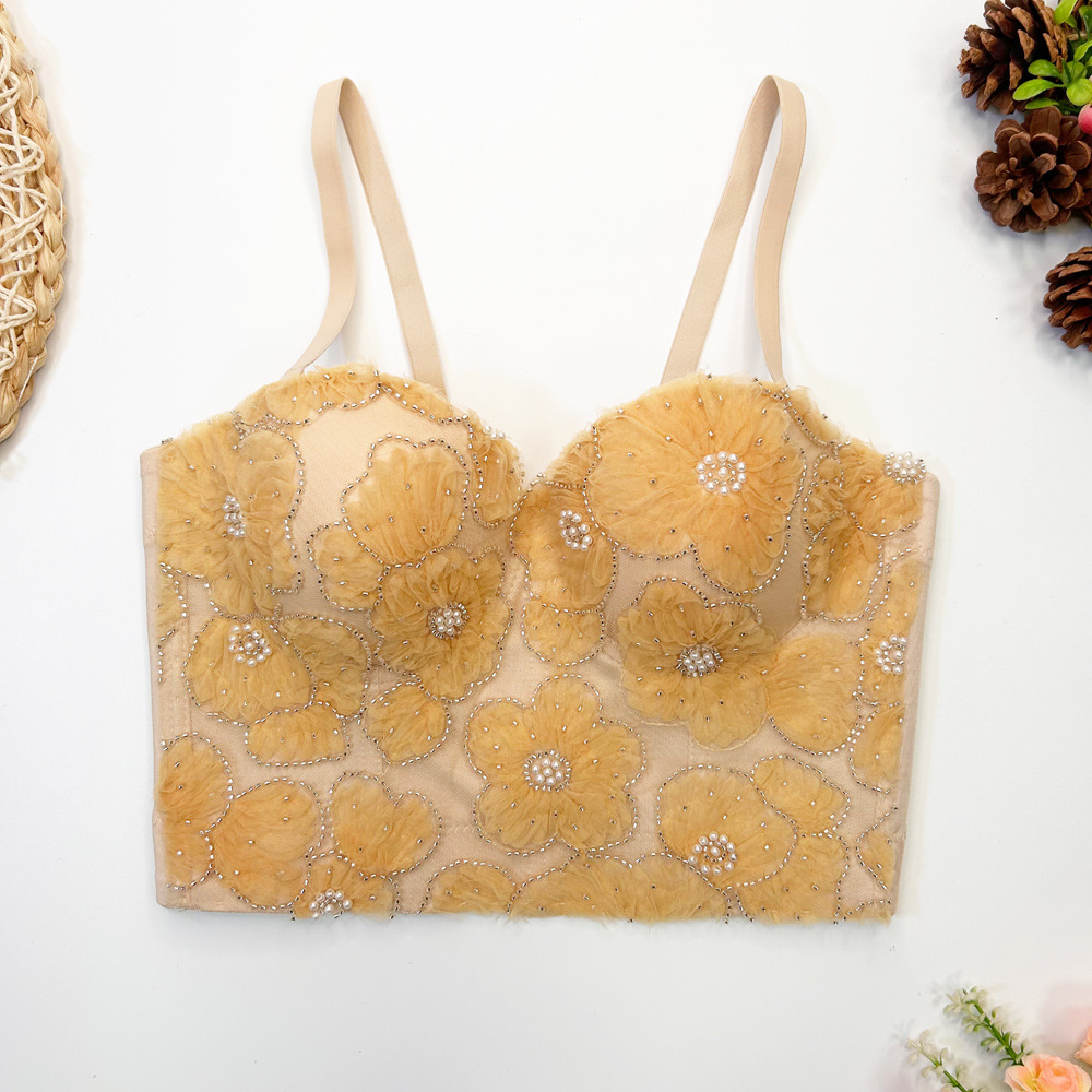 鱼骨胸衣背心内搭蕾丝绣珠裹胸