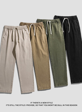 男式休闲裤重磅纯棉青年日系工装裤Men's casual cotton overalls