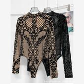 base 高端T恤蕾丝打底衫 jumpsuit women Lace 长袖 for 修身 连体衣
