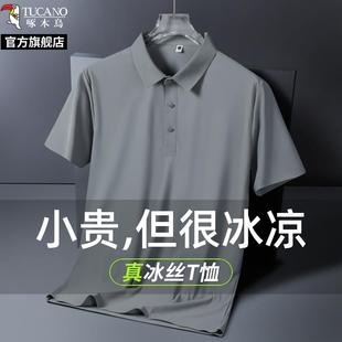 休闲t恤 啄木鸟冰丝无痕短袖 翻领POLO衫 男士 商务中年爸爸2025新款