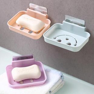 Smiling Face No-Drill Soap Dish Bathroom Soap Box Drain Rack