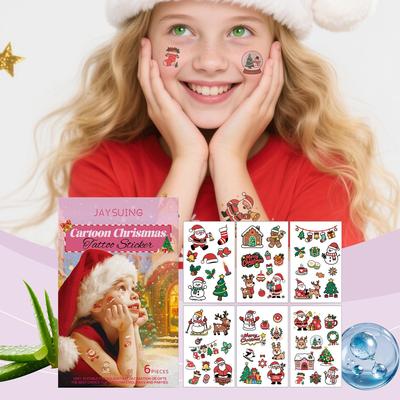 JAYSUING Cartoon Christmas Temporary Tattoos, Cute and Sweet