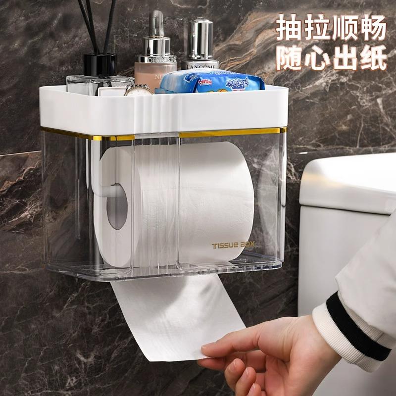 Wall-mounted facial tissue storage box for the bathroom, toi