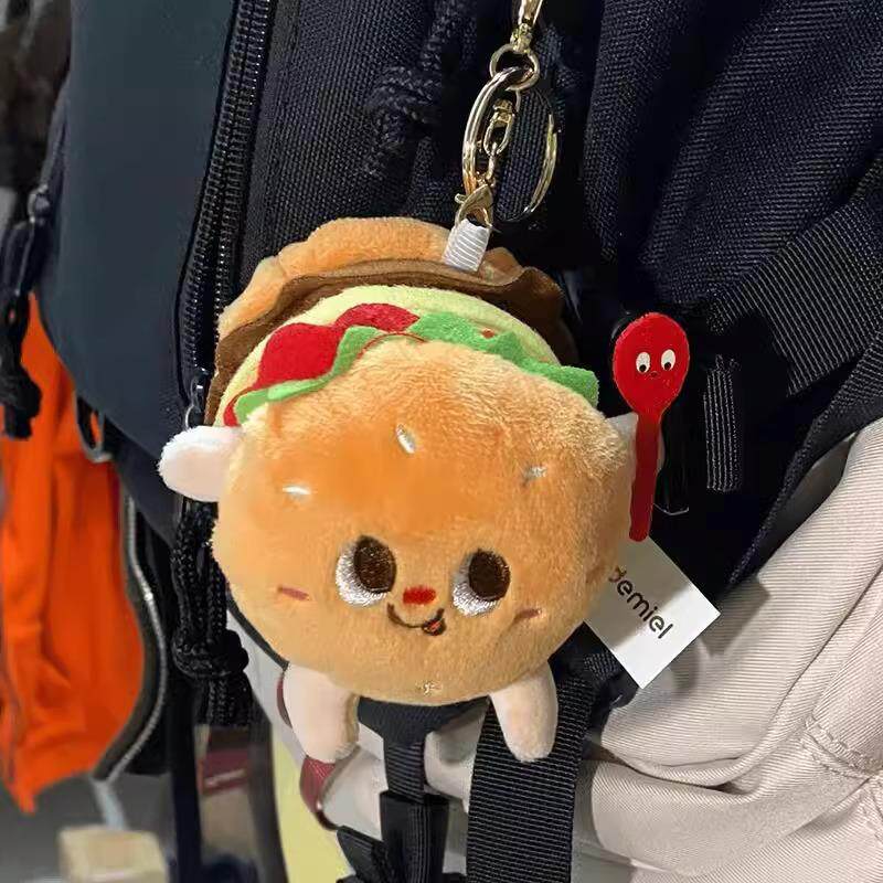 Cute French Fries and Hamburger Plush Toy Bag Charms for Stu