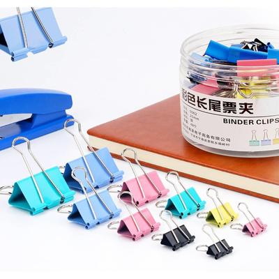 Colorful long-tail clips, small clips, file folders in vario