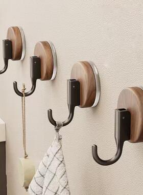 Walnut wood grain suction cup no-drill over-the-door hook, h