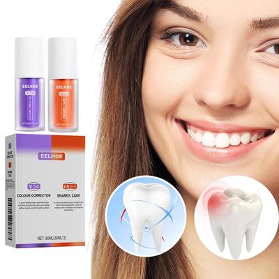 EELHOE V34 Toothpaste in Purple and Orange for Teeth Stain R