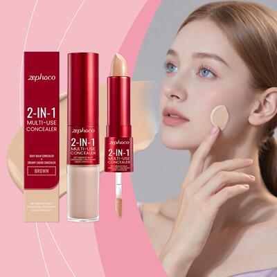 Zephoco Brown Hydrating Concealer - 2-in-1 Liquid Stick for