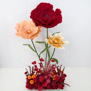 虞美人巨型纸艺花结婚现场装饰婚礼全套美陈商场活动布置橱窗成品