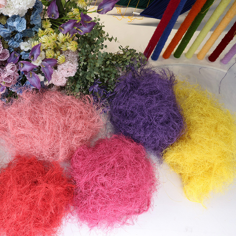 拉菲草仿真细麻丝婚庆场地节日场景布置彩色麻丝填充物