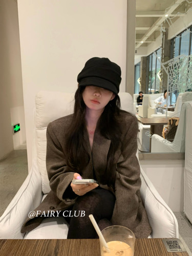 张婧仪同款日系复古帽子女秋冬保暖八角帽百搭可翻边报童帽贝雷帽