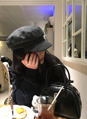 秋冬经典新款灰色平定八角帽时髦日系学院风画家帽百搭贝雷帽韩版