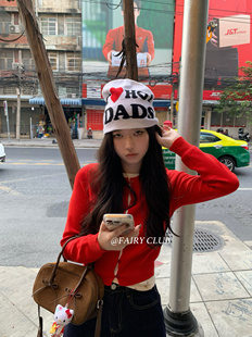 韩版y2k爱心标语字母大火我爱针织帽ins冷帽包头帽春夏美式毛线帽